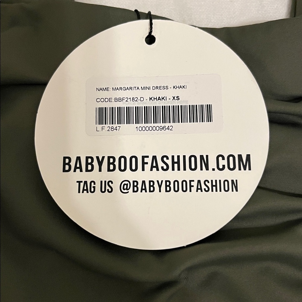 Babyboo Margarita Mini Dress NWT Size Xs Khaki Green - Picture 5 of 7